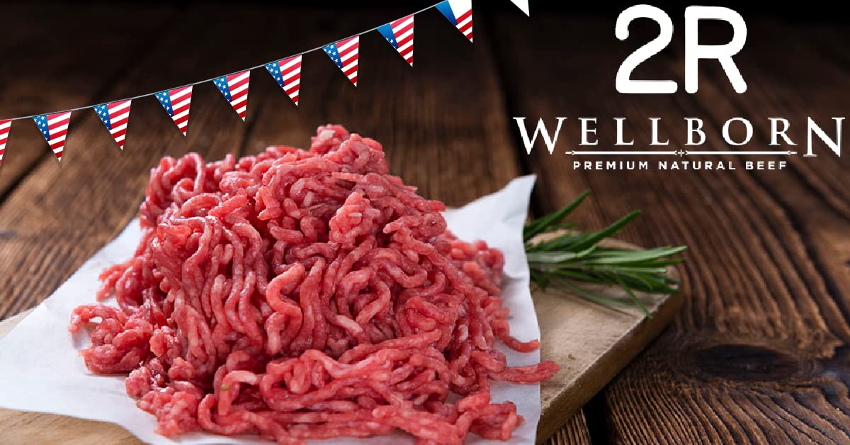 Premium Wellborn 2R Ranch All-Natural Texas Ground Beef - 10lb Bundle of Prime Cut Steak Quality Beef for Grilling, Burgers & Family Meals