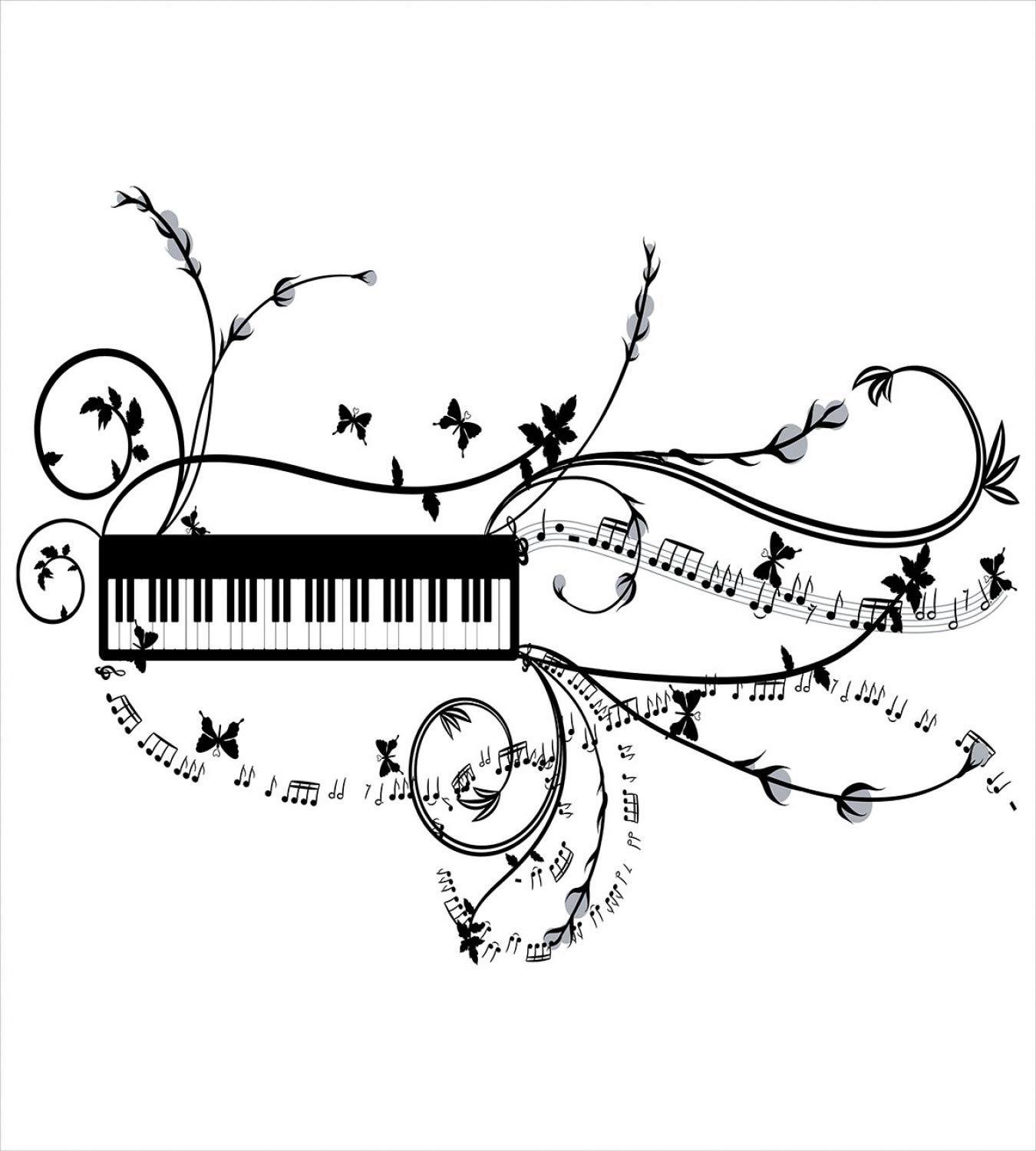 Ambesonne Music Themed Duvet Cover Set - Queen Size 3 Piece Bedding with Keyboard & Musical Note Design, White & Charcoal Grey - Perfect for Musicians' Bedrooms, Music Lover Gifts, and Themed Home Decor