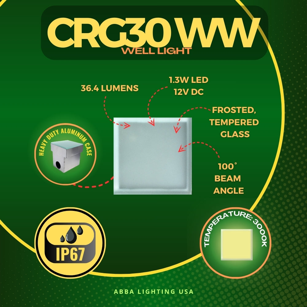 CRG30 4x/8x/12x Low Voltage RGB & Warm White LED Brick Paver Light - IP67 Waterproof Square Landscape Lighting for Garden, Pathway & Driveway