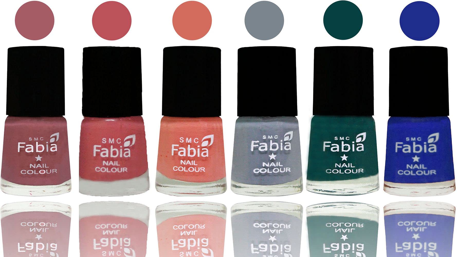 SMC Fabia Shine Bright Glossy Nail Polish Set - 6 Vibrant Colors (02817) | Long Lasting & Chip Resistant | Perfect for Manicures, Pedicures & Nail Art