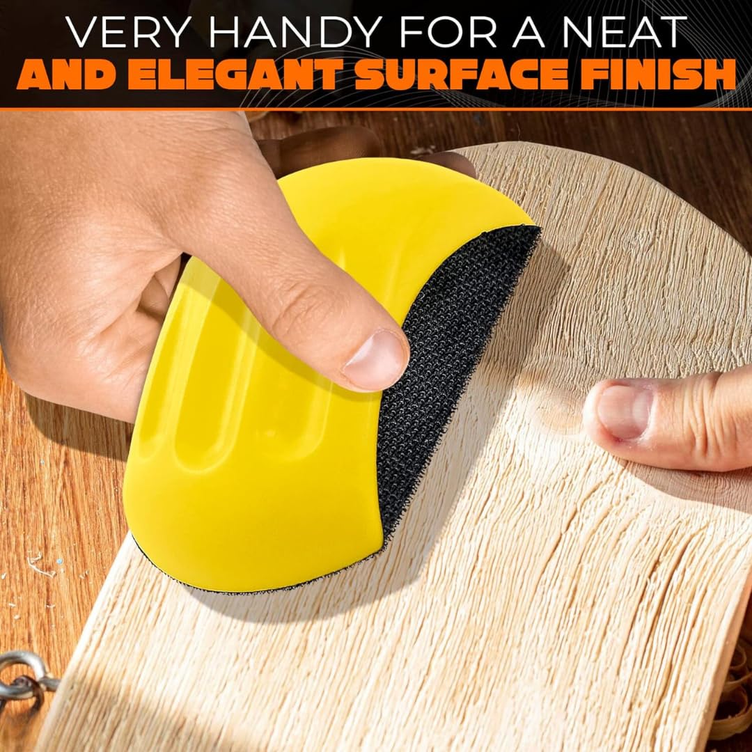 Hook and Loop Hand Sanding Block 5 Inch - Auto Body & Woodworking Sanding Pad with Mouse Sandpaper - Durable Furniture & Automotive Sander Tool (1PK) - Perfect for DIY Projects, Car Repair & Craft Sanding