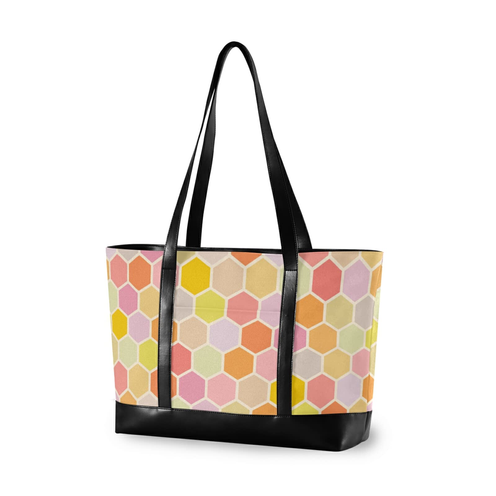 Stylish Hexagon Pattern Laptop Tote Bag for Women - 15.6 Inch Laptop Organizer Work Bag with Multiple Pockets - Perfect for Teachers, Office Professionals & College Students - Great for Work, Commuting & Travel
