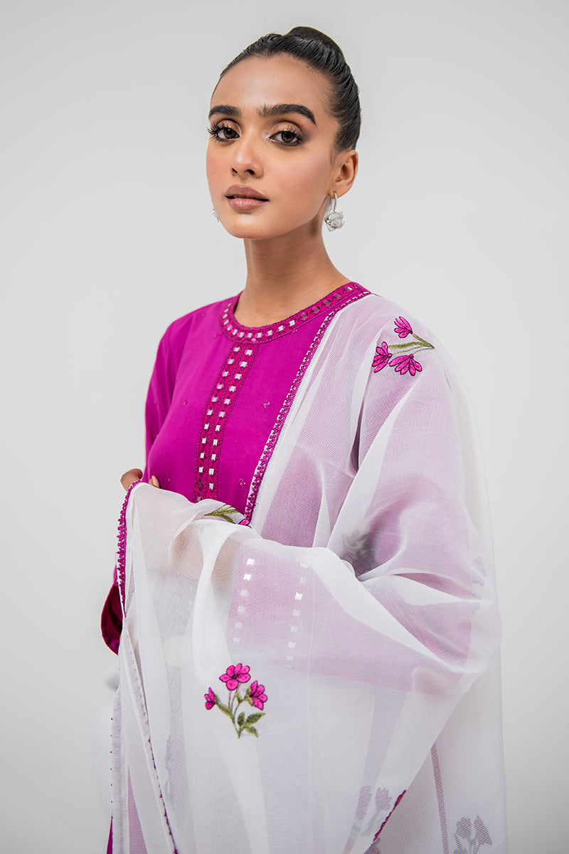 MAGENTA BLOOM 2-Piece Set (Shirt & Dupatta) - Elegant Indian Ethnic Wear for Women, Perfect for Weddings, Festivals & Special Occasions