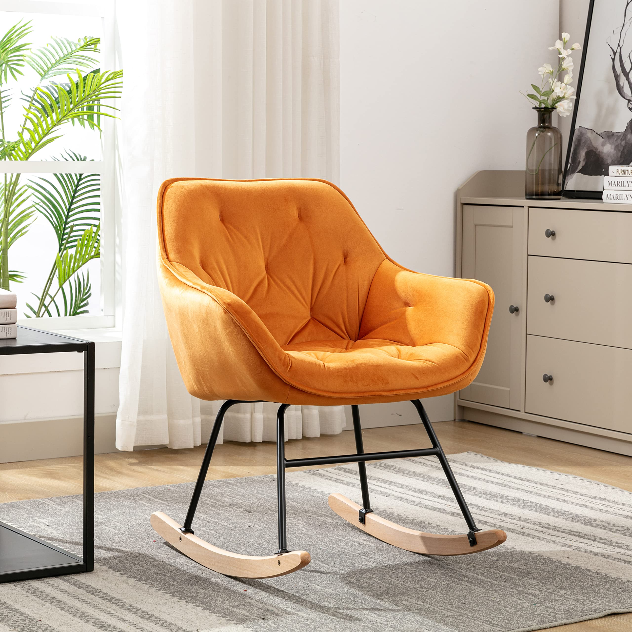 Comfortable Rocking Chair for Living Room - Modern Accent Chair with Soft Cushions - Perfect for Relaxing, Reading & Nursing - Home Decor & Cozy Seating Solution