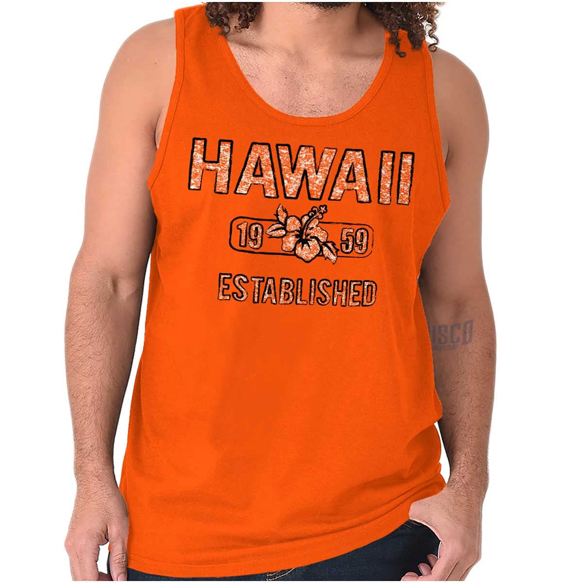 **Hawaiian Hibiscus Flower Distressed Tank Top for Men & Women - Casual Beachwear & Summer Vacation Shirt**