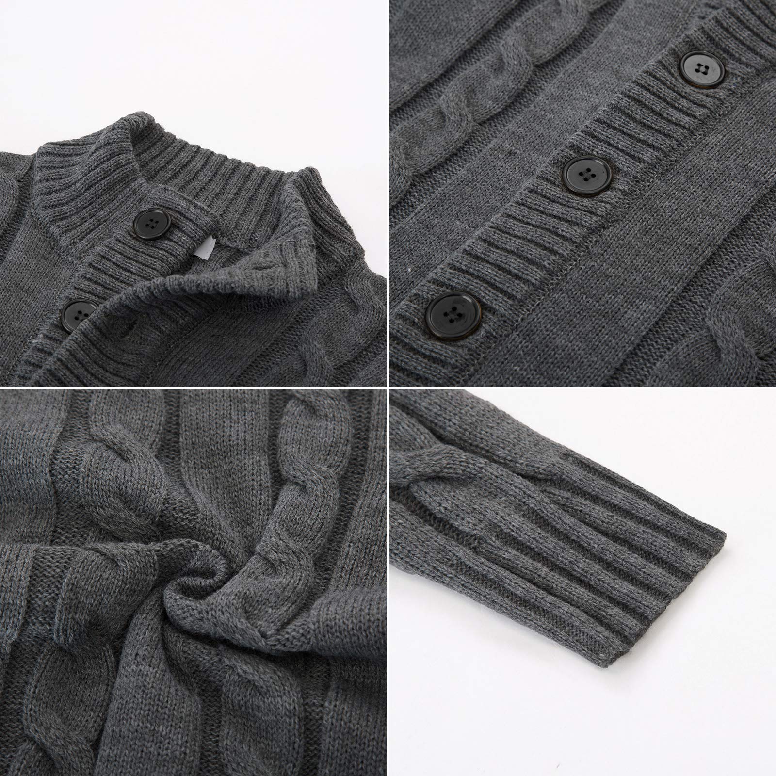 PJ PAUL JONES Men's Stand Collar Cable Knit Button Cardigan Sweater - Warm Winter Pullover for Casual Outfits & Office Wear