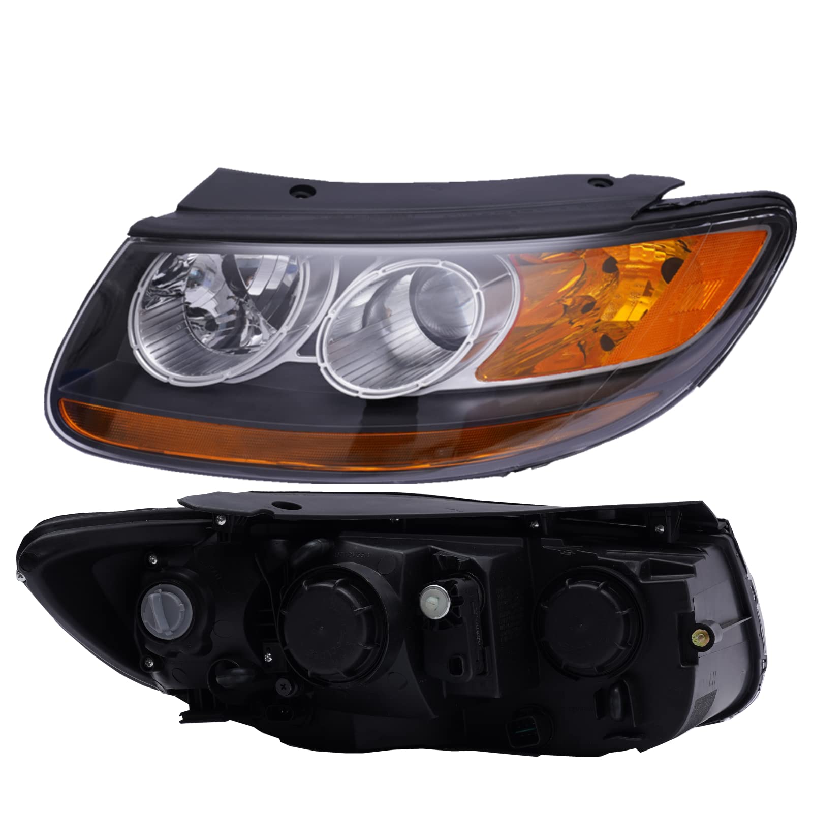 Gdrasuya10 HID Projector Headlights Pair Set for 2007-2012 Hyundai Santa Fe - Driver & Passenger Side Headlamp Assembly - Durable Replacement Headlights for Night Driving & Off-Road Use