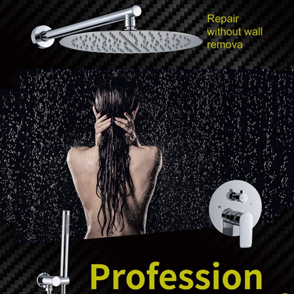 Rain Chrome Rain Mixer Shower Combo Set - Wall Mounted Bathroom Shower Faucet with Round Rainfall Shower Head & Handheld Sprayer - Perfect for Modern Bathrooms, Spa-Like Showers & Water-Saving Installations