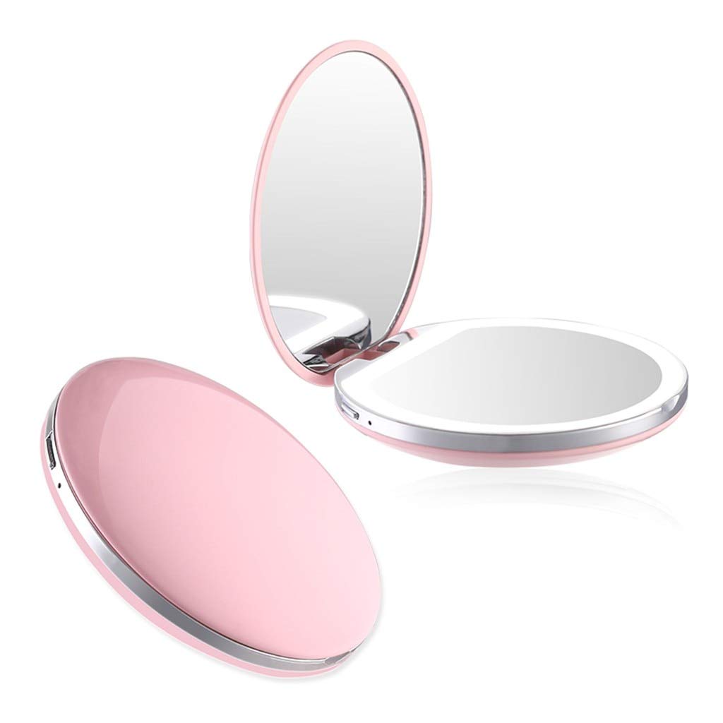 Portable LED Makeup Mirror with Light - Round Mini Travel Mirror for Precise Makeup Application - Perfect for Home, Travel & Professional Use