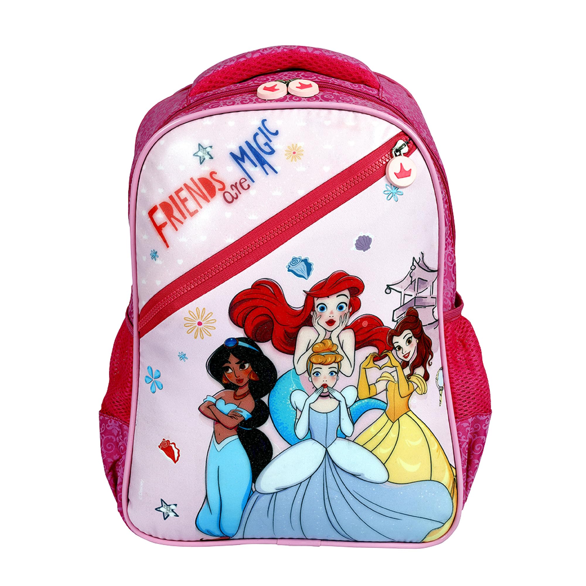 Disney Princess Magic School Backpack for Girls - 14 Inch Large Water Resistant Kids Backpack, 17L Capacity for School, Travel, Picnic | Perfect Gift for Girls | Durable & Stylish Backpack for Everyday Use