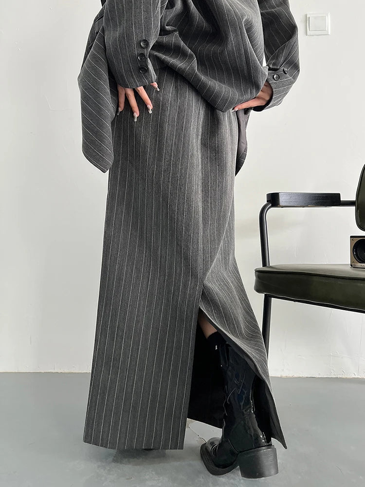 Elegant High Waist A-Line Skirt for Women - Striped & Solid Minimalist Skirt | Fashionable Office Wear & Casual Outfit