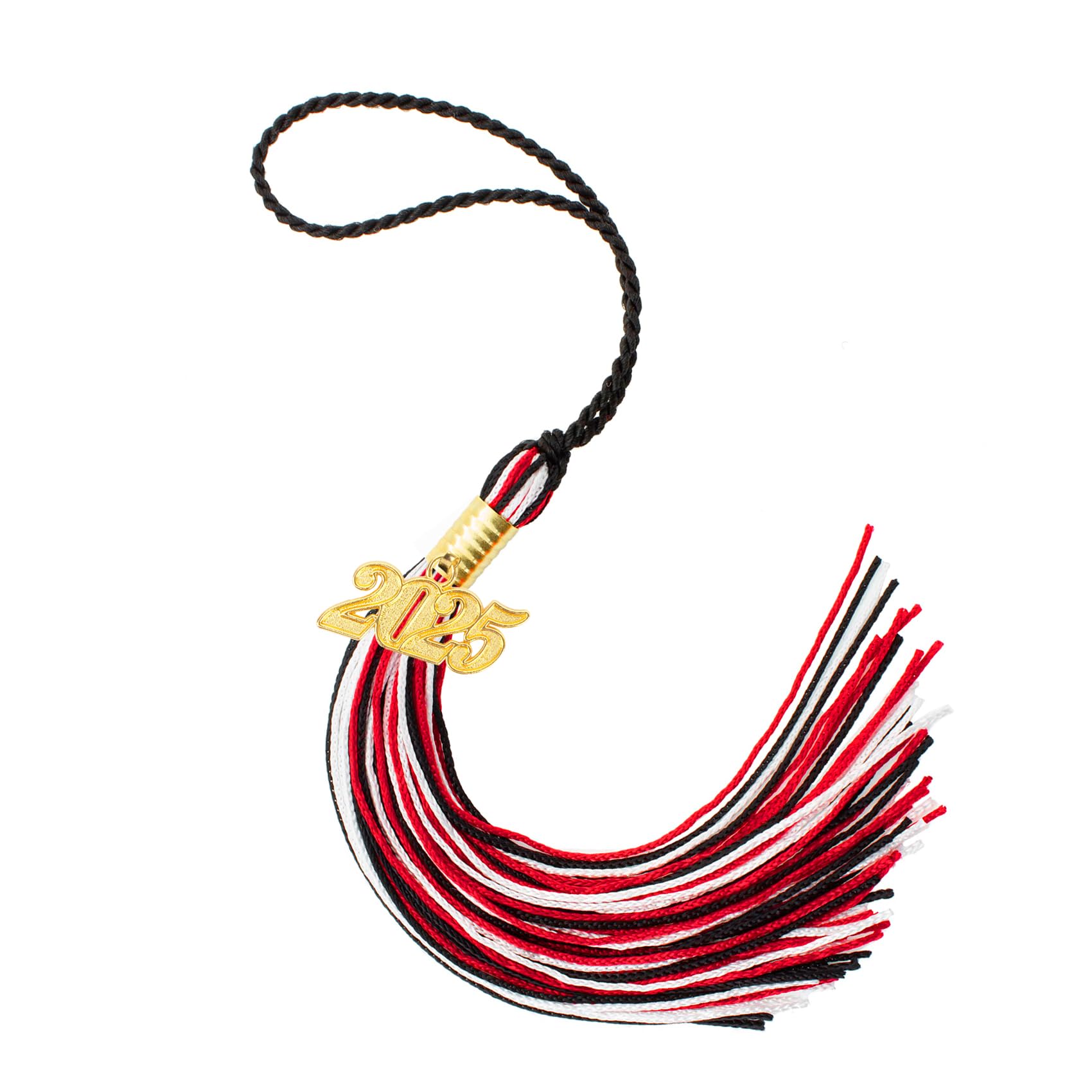 2025 Graduation Tassel - Red, Black & White Cap Tassel with Gold Year Charm | Graduation Party Decorations & Ceremony Accessories for High School & College Commencement
