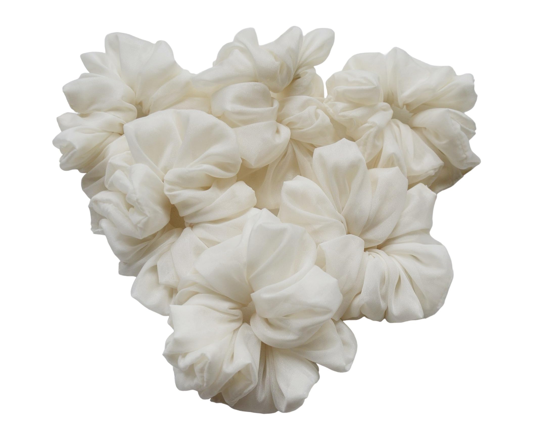 Premium Satin Scrunchies for Women - Soft Handmade Hair Ties & Hair Bands - All Season Hair Accessories (White) - Perfect for Workouts, Office & Everyday Styling