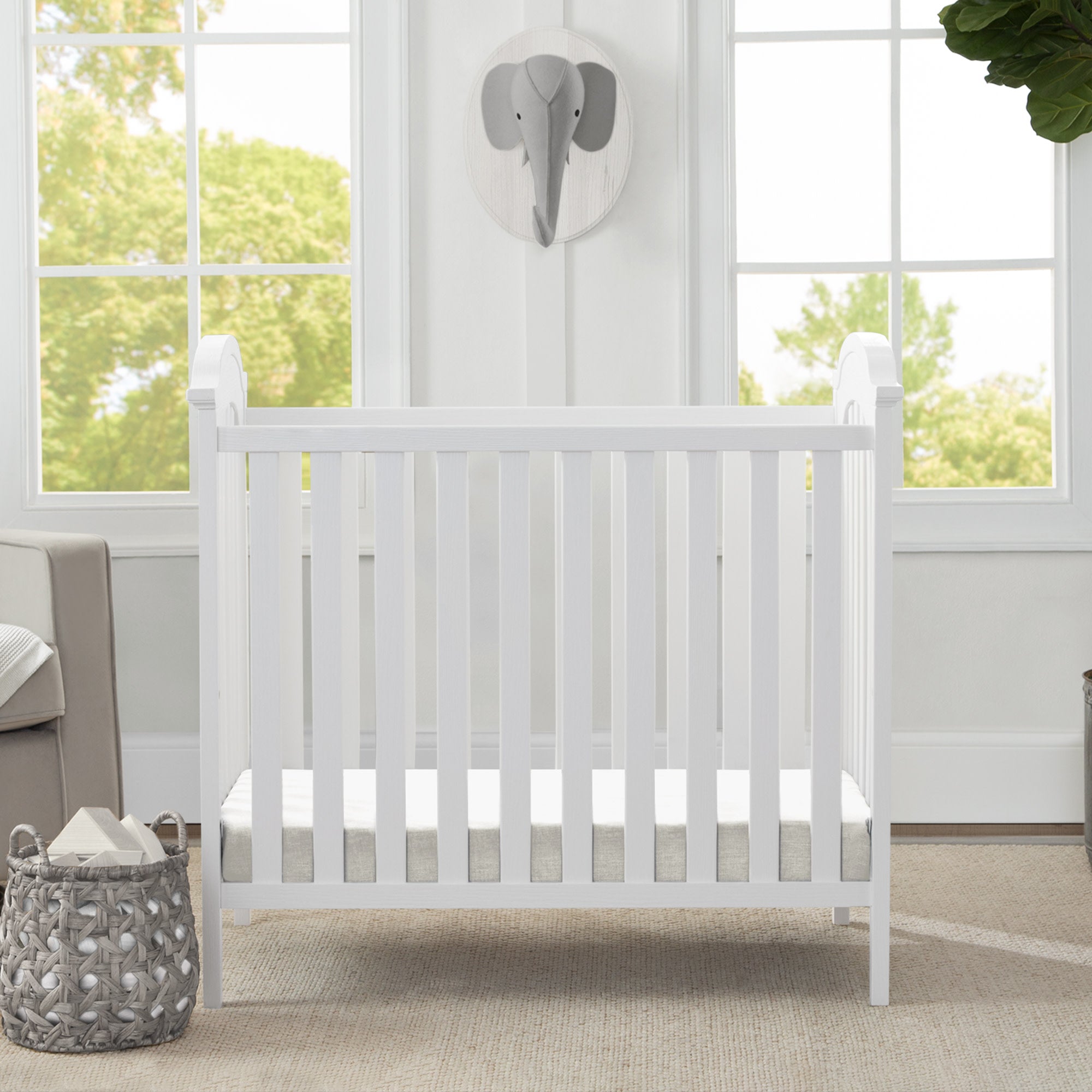 Farmhouse Style Mini Baby Crib with 2.75 Inch Mattress - Portable Nursery Bed for Newborns & Toddlers - Perfect for Small Spaces, Travel & Co-Sleeping