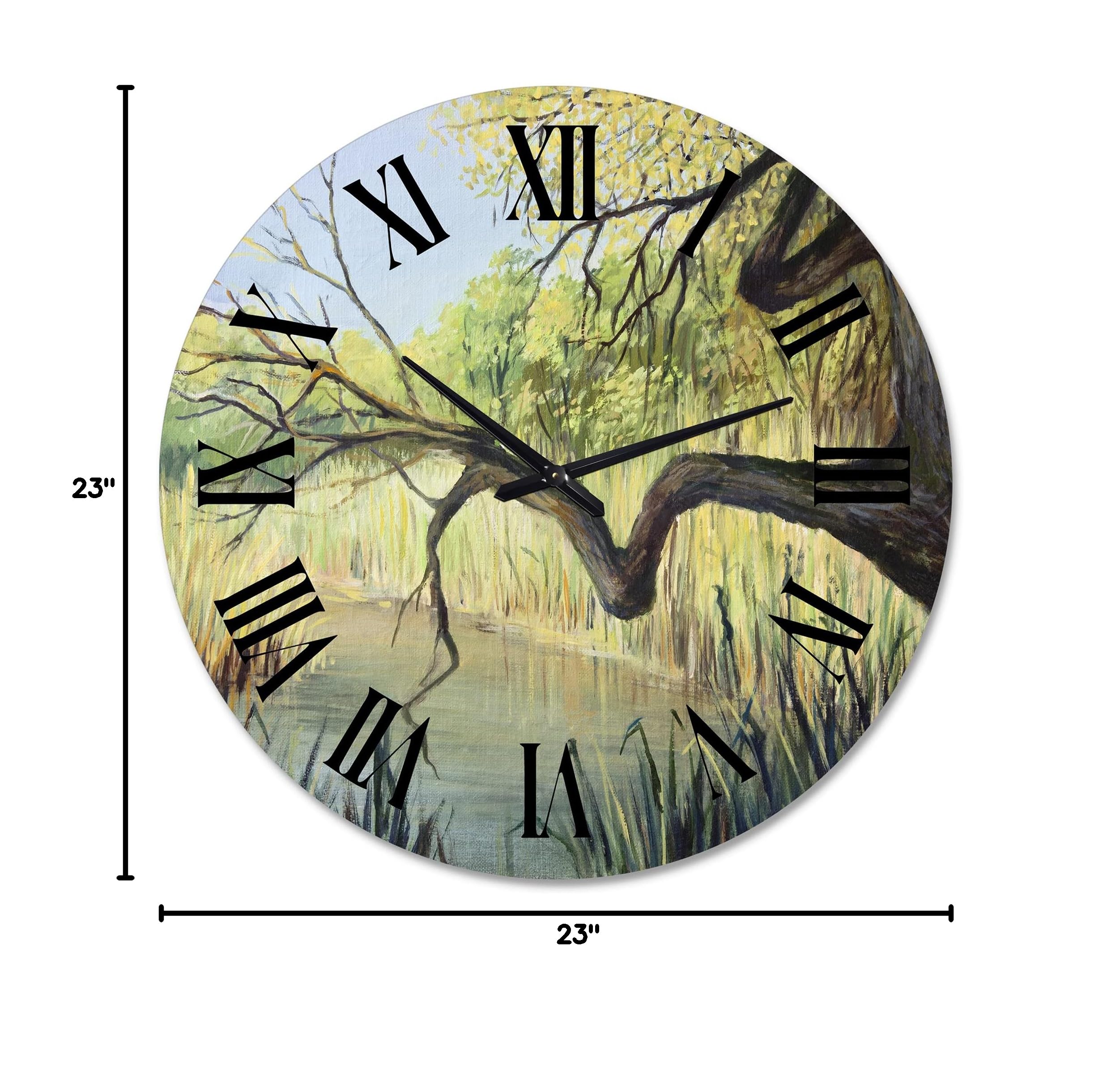 DesignQ Lake House Wall Clock 'The Lake of Silence' - Large Landscape Nature Wall Art for Living Room, Bedroom & Office Decor - Perfect for Rustic, Farmhouse & Coastal Home Décor