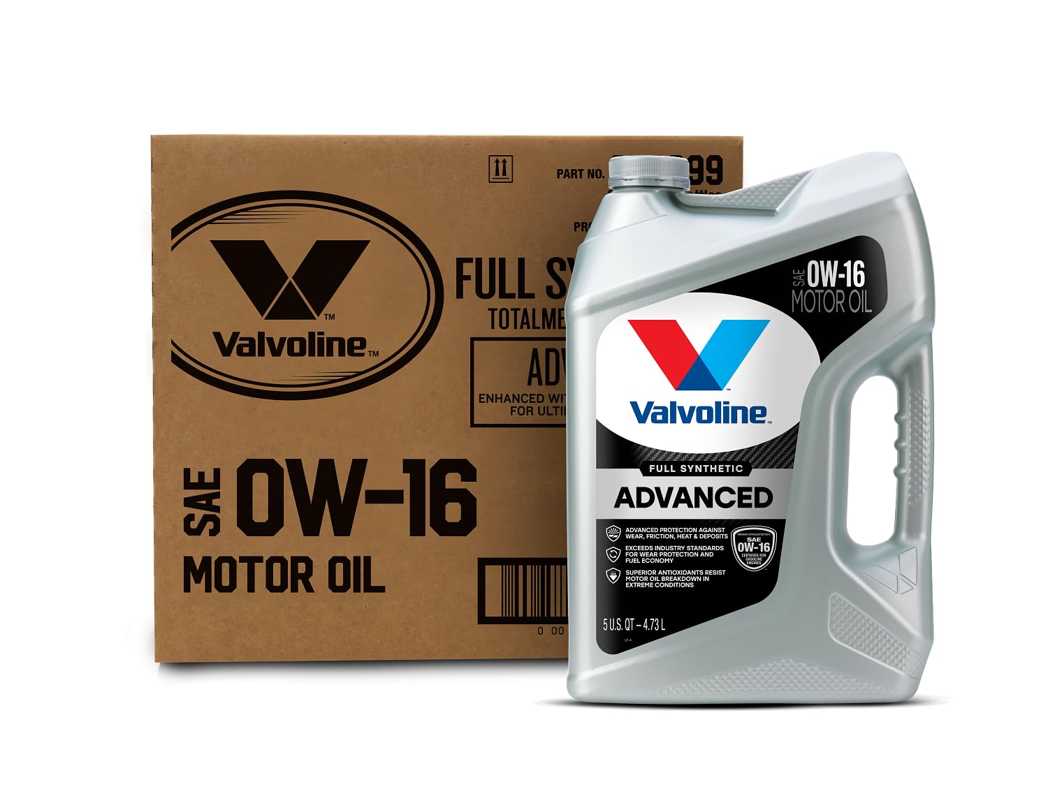 Valvoline Advanced Full Synthetic SAE 0W-16 Motor Oil 5 QT (Case of 3) - High Performance Engine Protection for Cars, Trucks & SUVs - Ideal for Extreme Temperatures & Long Drain Intervals
