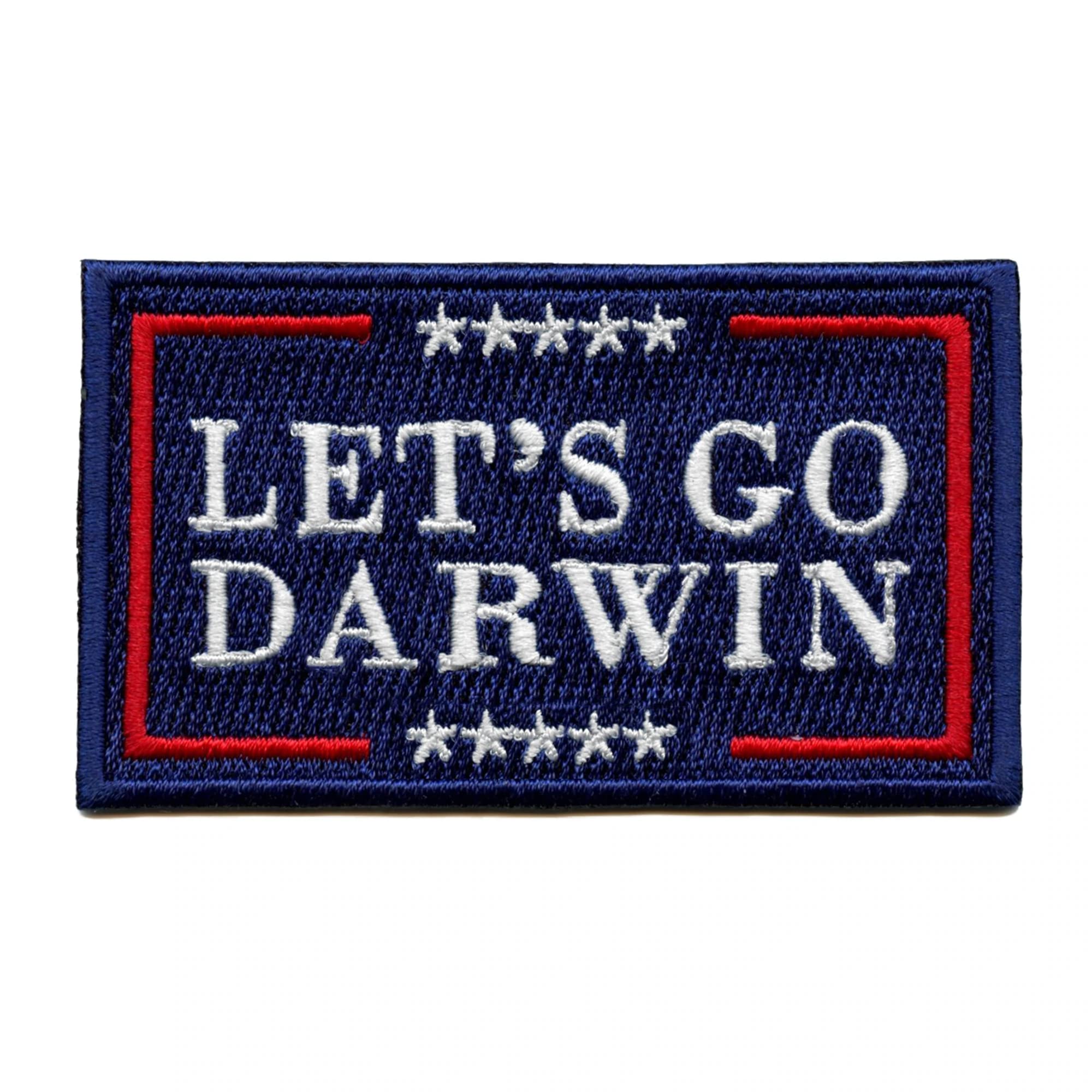 Funny Let's Go Darwin Embroidered Iron On Patch - Perfect for Backpacks, Jackets & DIY Crafts