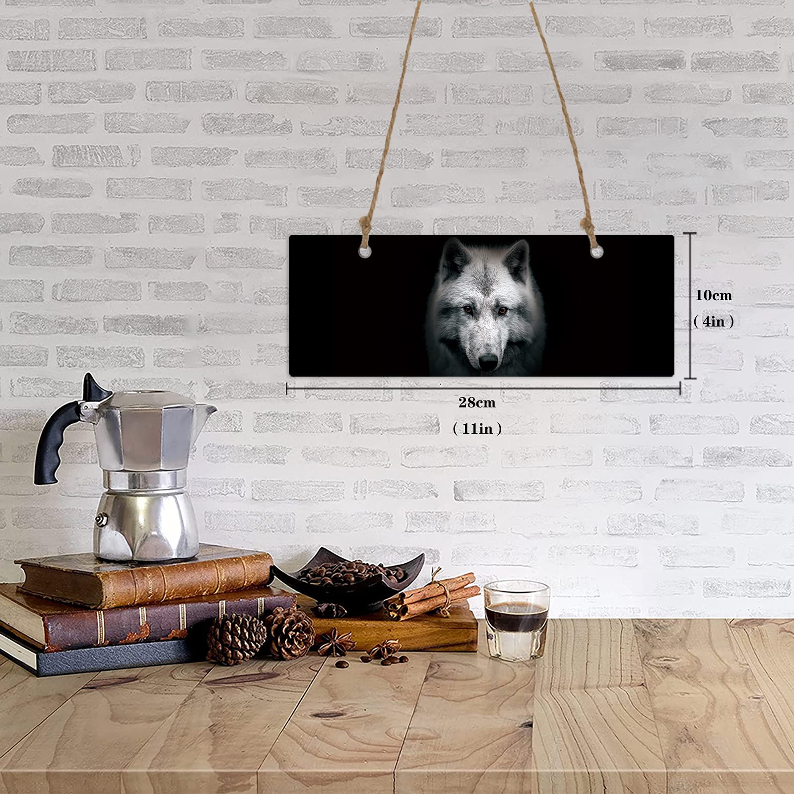 Cool Wolf Wall Decor - Printed Animal Hanging Sign for Home, Living Room & Bedroom