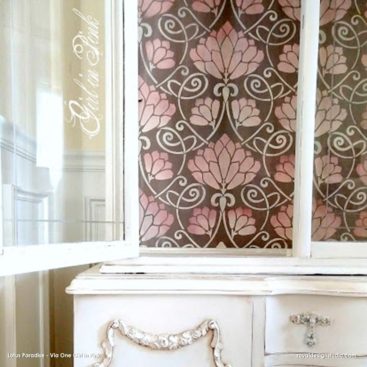 Lotus Paradise Floral Wall Stencil - Reusable DIY Painting Template for Home Decor, Nursery, Bedroom & Living Room Wall Art Projects
