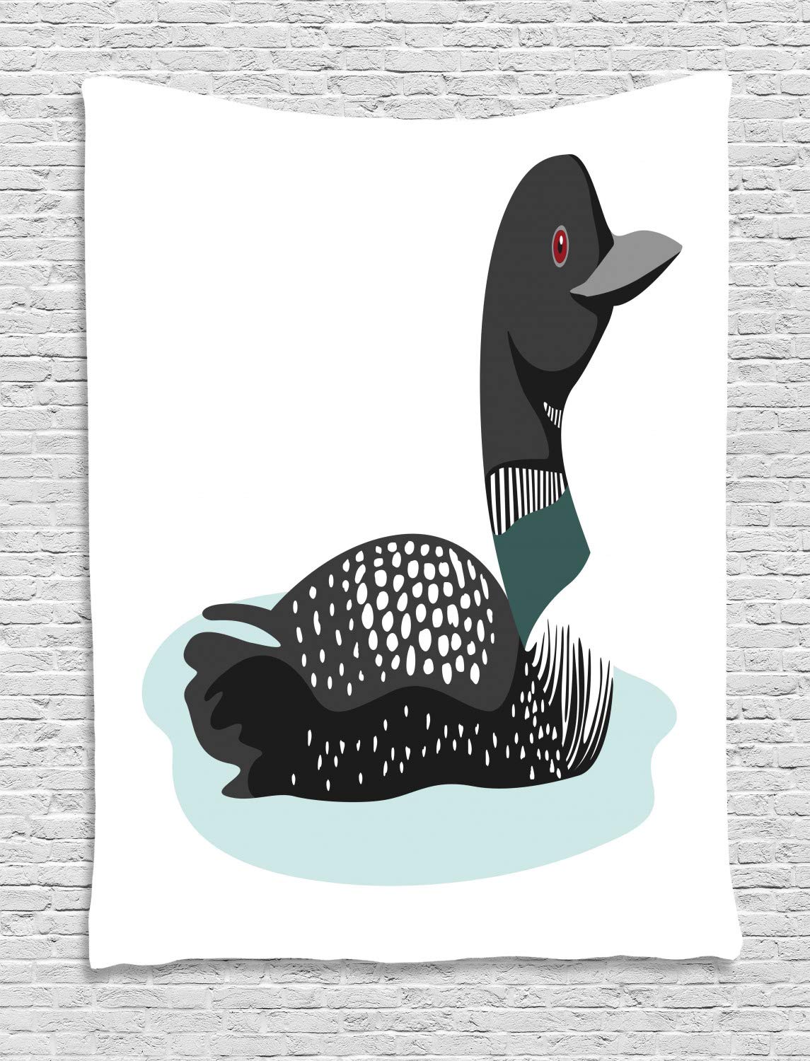 Ambesonne Loon Tapestry - Digital Print Loon Bird Wall Art with Dots & Stripes Animal Pattern - 60x80 Inch Colorful Wall Hanging for Bedroom, Living Room, Dorm Decor - Perfect for Boho, Nature Lovers & Home Aesthetic
