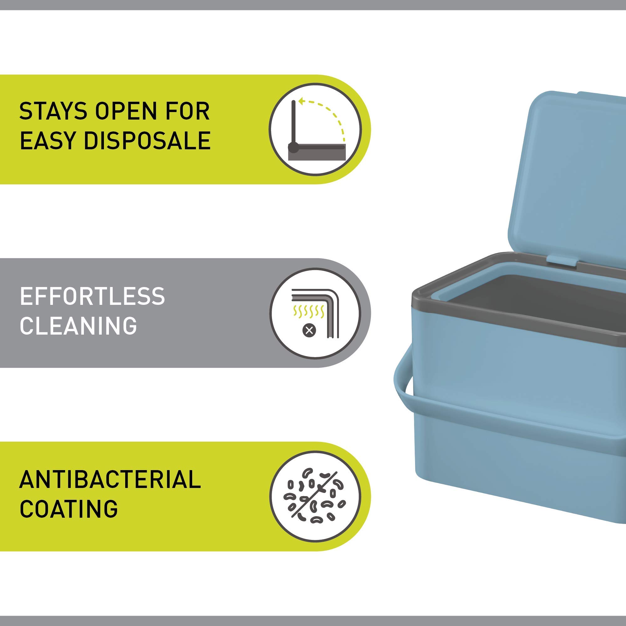 EKO 4L Titanium Blue Food Waste Compost Bin for Kitchen Countertop | Eco-Friendly Compost Caddy | Perfect for Organic Waste Recycling & Small Space Composting