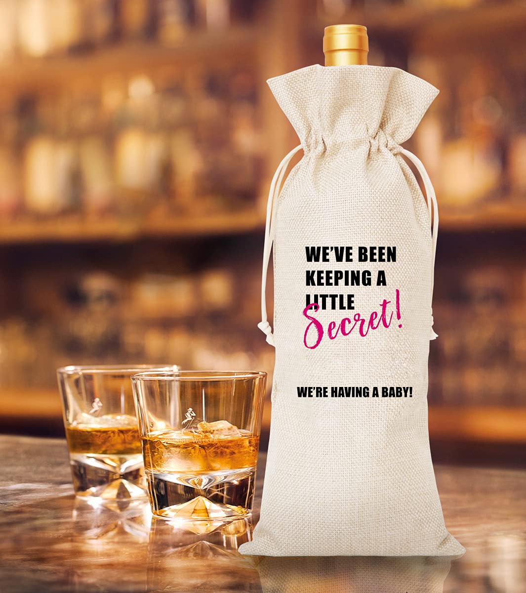 Baby Announcement Wine Bag - Elegant Pregnancy Reveal Gift for New Parents - Perfect for Baby Showers, Gender Reveals & Celebrations - 1 Pc (B032)