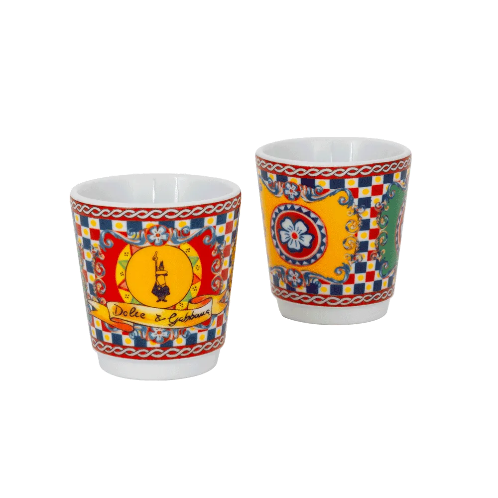 Bialetti Dolce&Gabbana Sicilian Cart Moka Express Stovetop Espresso Maker with Cups & Stirrer - Italian Coffee Gift Set for Home, Office & Travel