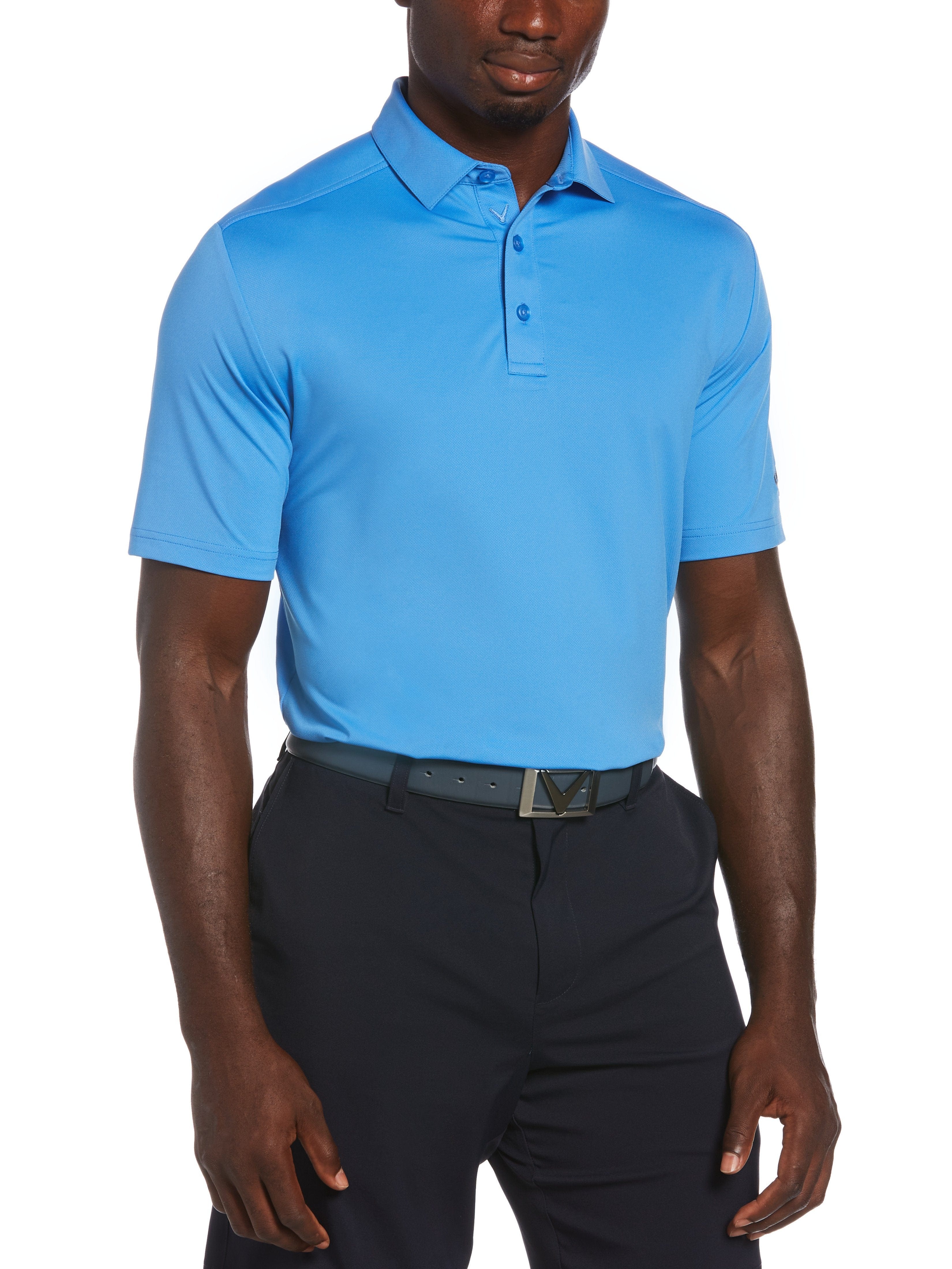 Men's Breathable Cooling Micro Hex Polo Shirt - Moisture Wicking & UV Protection for Golf, Tennis & Summer Outdoor Activities