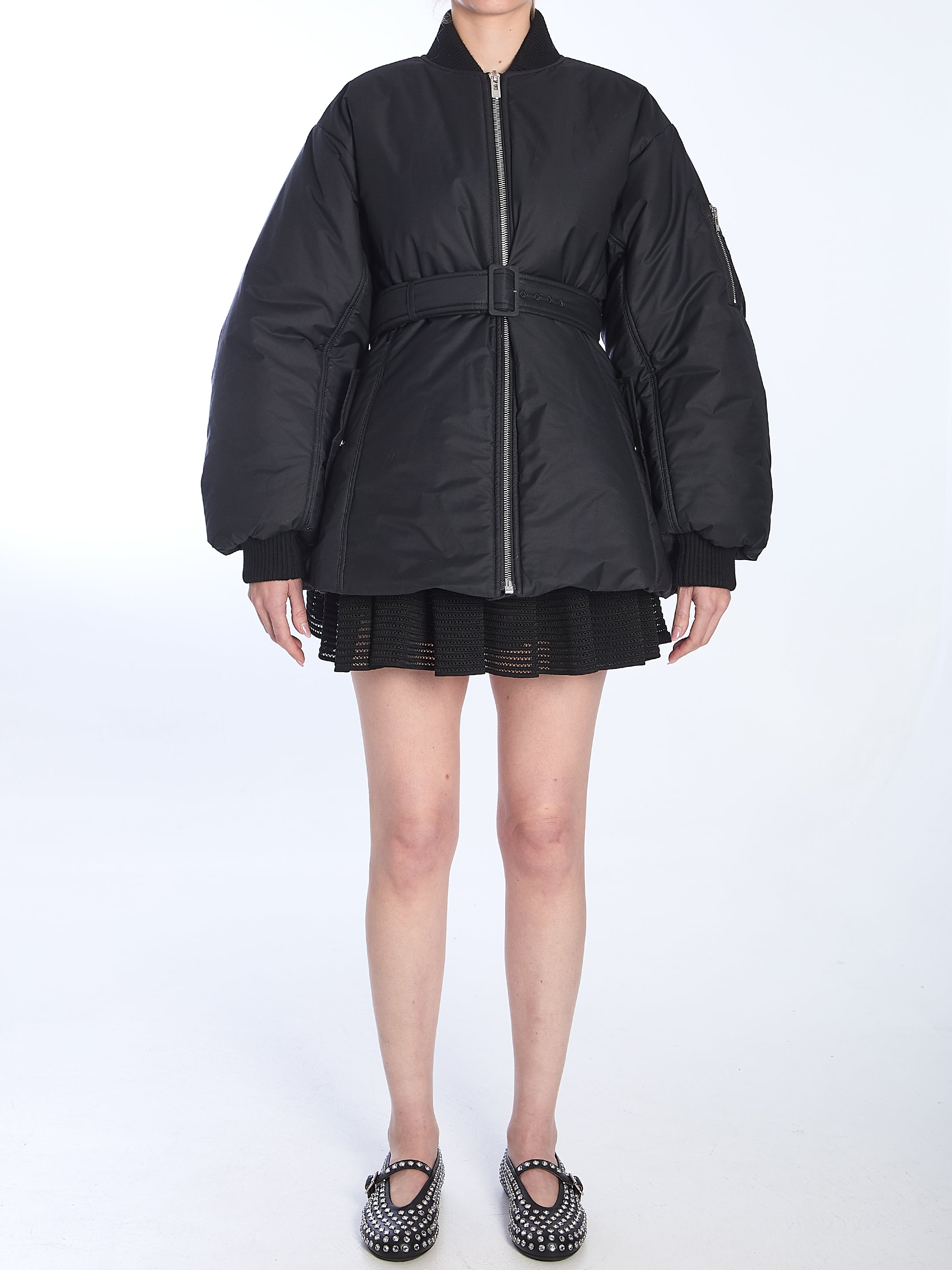Alaia Black Belted Bomber Jacket - Women's Stylish Outerwear for Fall & Winter | Perfect for Casual Outings, Date Nights & Travel
