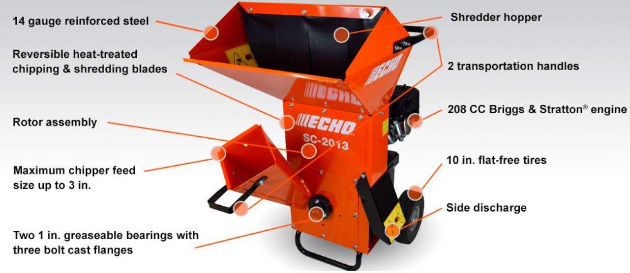 ECHO SC 2013 3-Inch Gas Powered Chipper Shredder - Heavy Duty Yard Waste Mulcher for Leaves, Branches & Debris | Perfect for Landscaping, Gardening & Property Maintenance