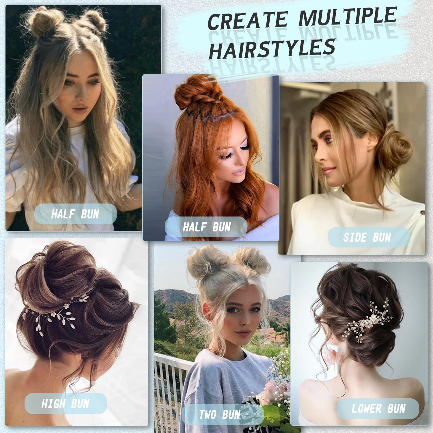 Ritzprime Women's Curly Hair Bride Bun - Brown, Rubber-Free, One Size - Perfect for Weddings, Prom, Cosplay & Special Occasions