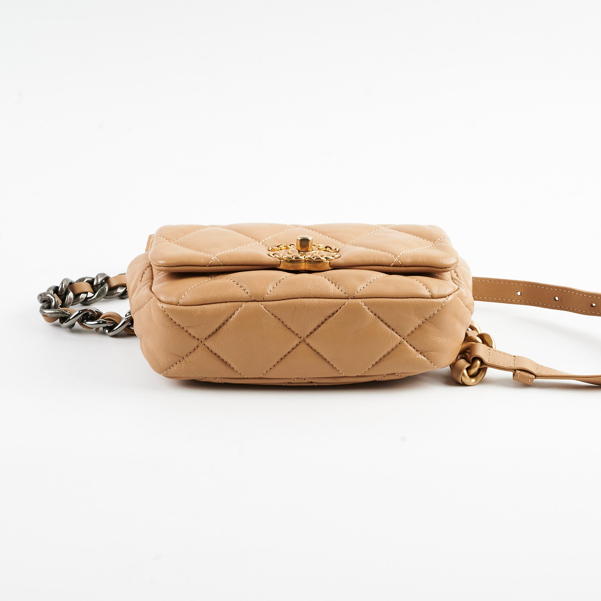 Chanel 19 Quilted Waist Belt Bag in Beige Calfskin Leather - Luxury Crossbody Fanny Pack for Women, Perfect for Daily Use, Travel & Fashion Outfits