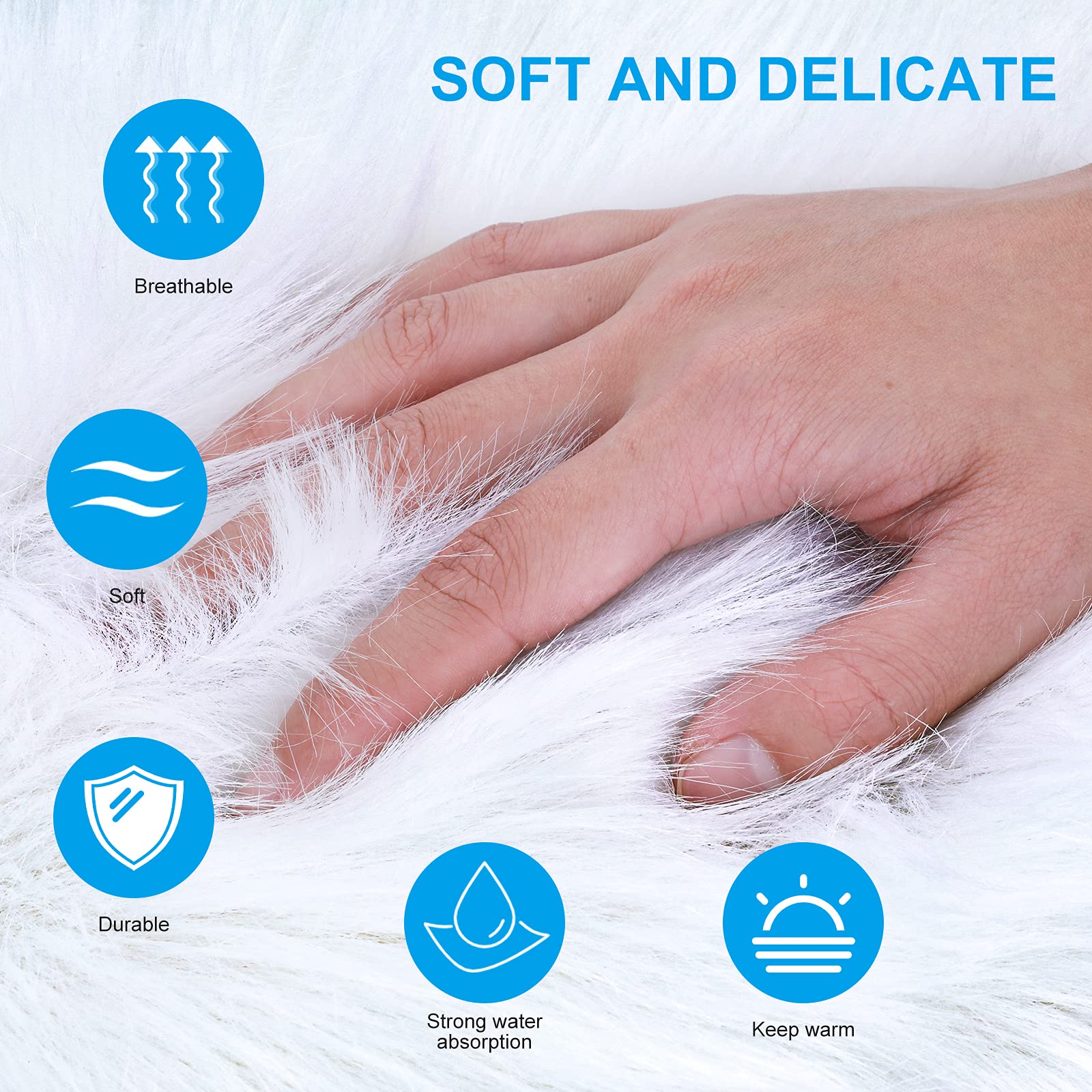 Molain 12-inch Round Faux Fur Chair Pad - Soft Fluffy Seat Cushion Cover & Carpet Mat for Living Room, Bedroom, Office - Perfect as Couch Pad, Photography Background for Jewelry (White)