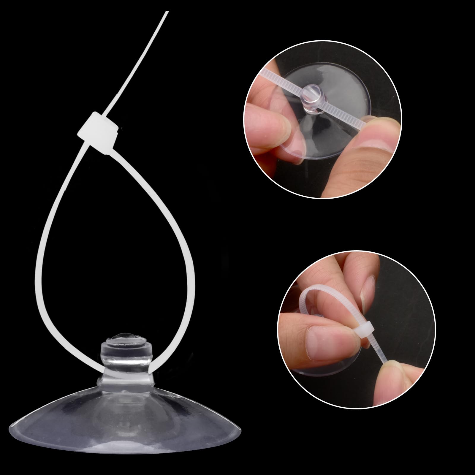 30 Small Aquarium Suction Cups with 50 Adjustable Zip Ties - Secure Cable Management Set for Fish Tanks, DIY Crafts, Festival Decorations | Perfect for Organizing Wires, Hanging Decor & Underwater Plants