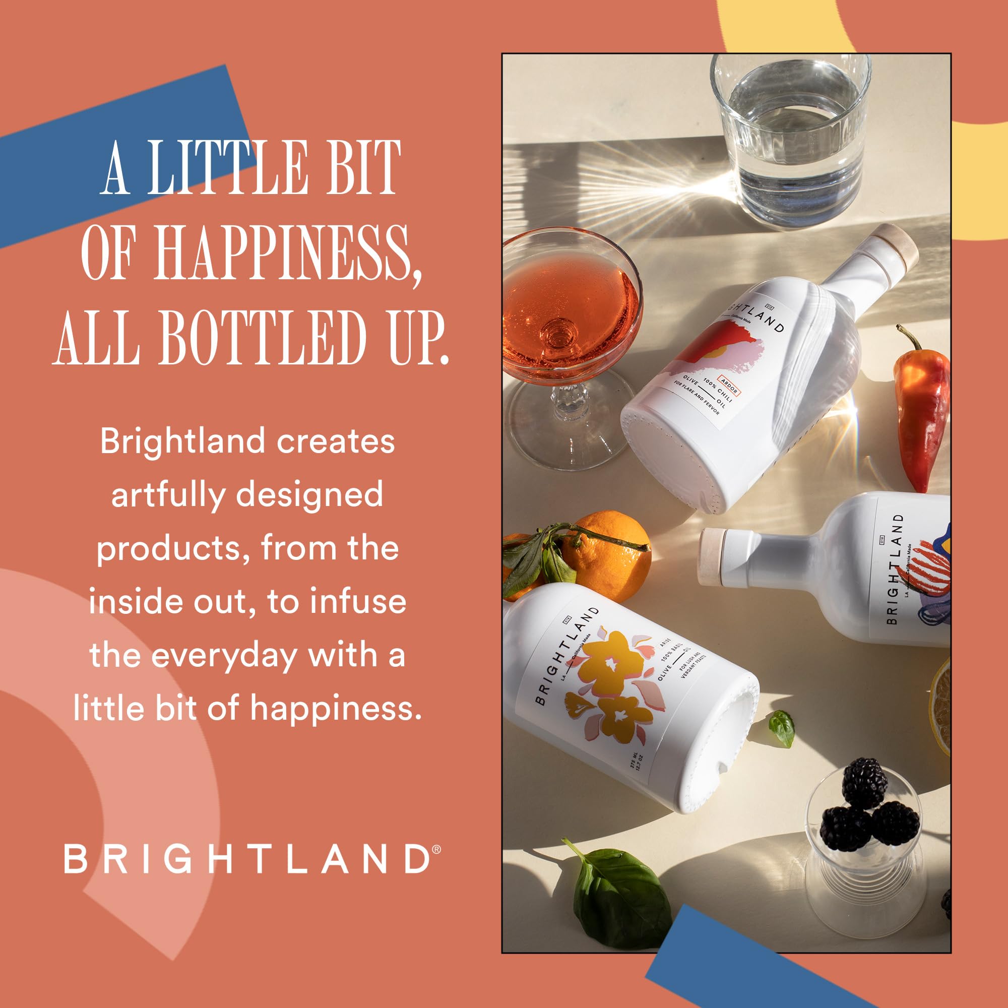 Brightland The Artist Capsule Cold-Pressed Extra Virgin Olive Oil Set - Infused with Garlic, Lemon, Basil & Chili Peppers, 12.7 fl oz (Pack of 4) | Oprah's Favorite Gourmet Cooking Oil for Salads, Pasta & Artisanal Recipes
