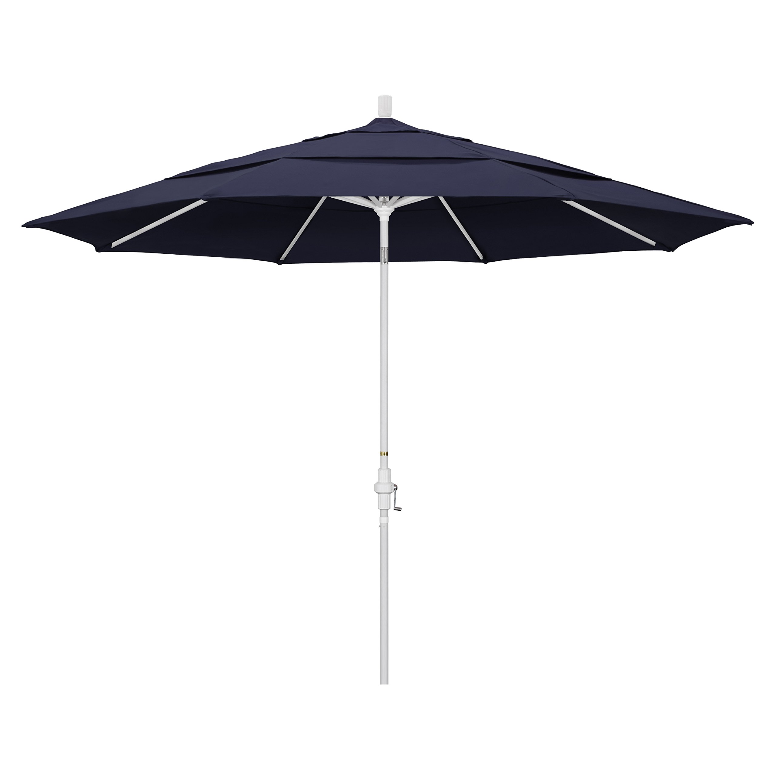 11' Round Aluminum Market Umbrella with Crank Lift & Tilt - Heavy Duty Patio Umbrella for Outdoor Dining, Poolside, Backyard, and Commercial Use - California Umbrella Brand