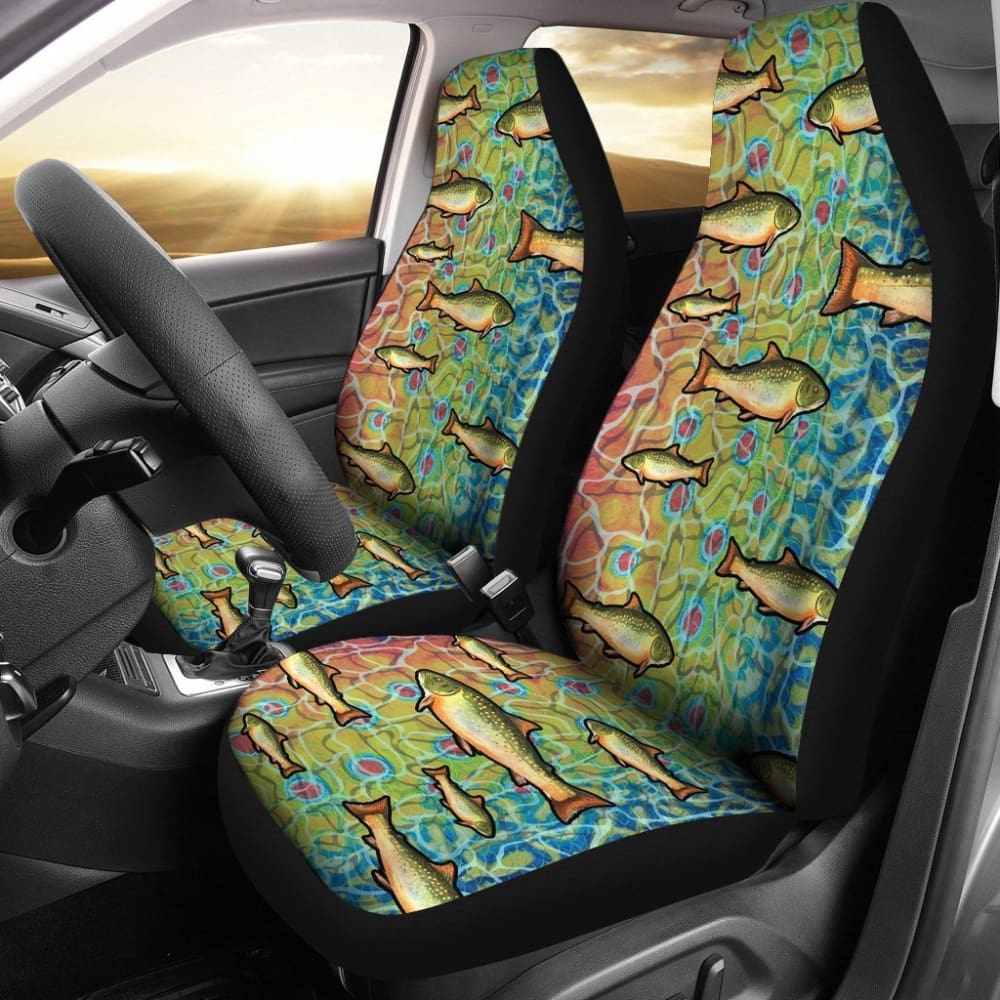Premium Brook Trout Fish Skin Pattern Fishing Car Seat Covers - Waterproof & Durable for Trucks, SUVs, Boats (182417) - Perfect for Outdoor Adventures, Camping & Fishing Trips
