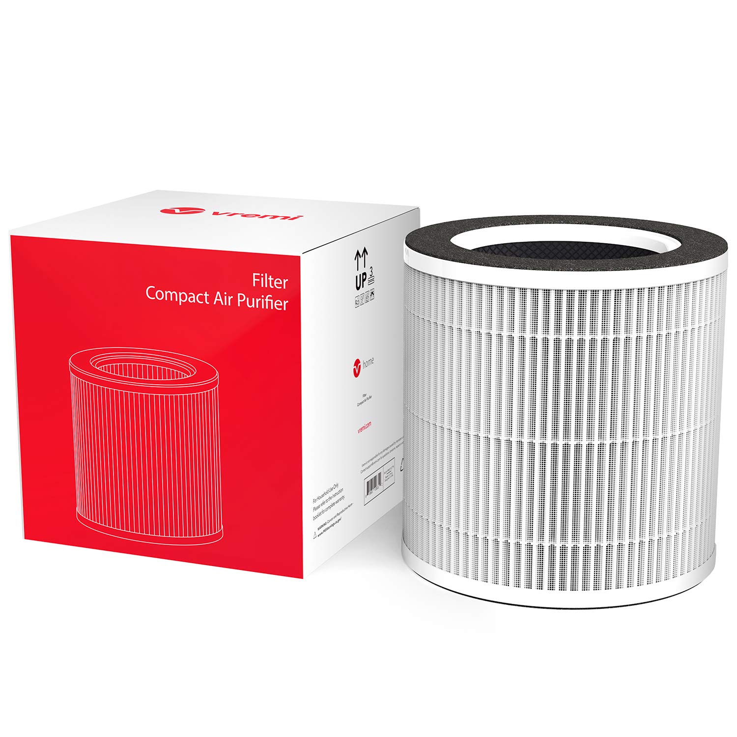 Vremi H13 True HEPA Air Purifier Replacement Filter with Activated Carbon - Compatible with Compact Portable Air Purifiers (1 Pack, 180 Days/6 Months/4320 Hours Lifespan) - Ideal for Bedrooms, Offices, and Allergy Relief