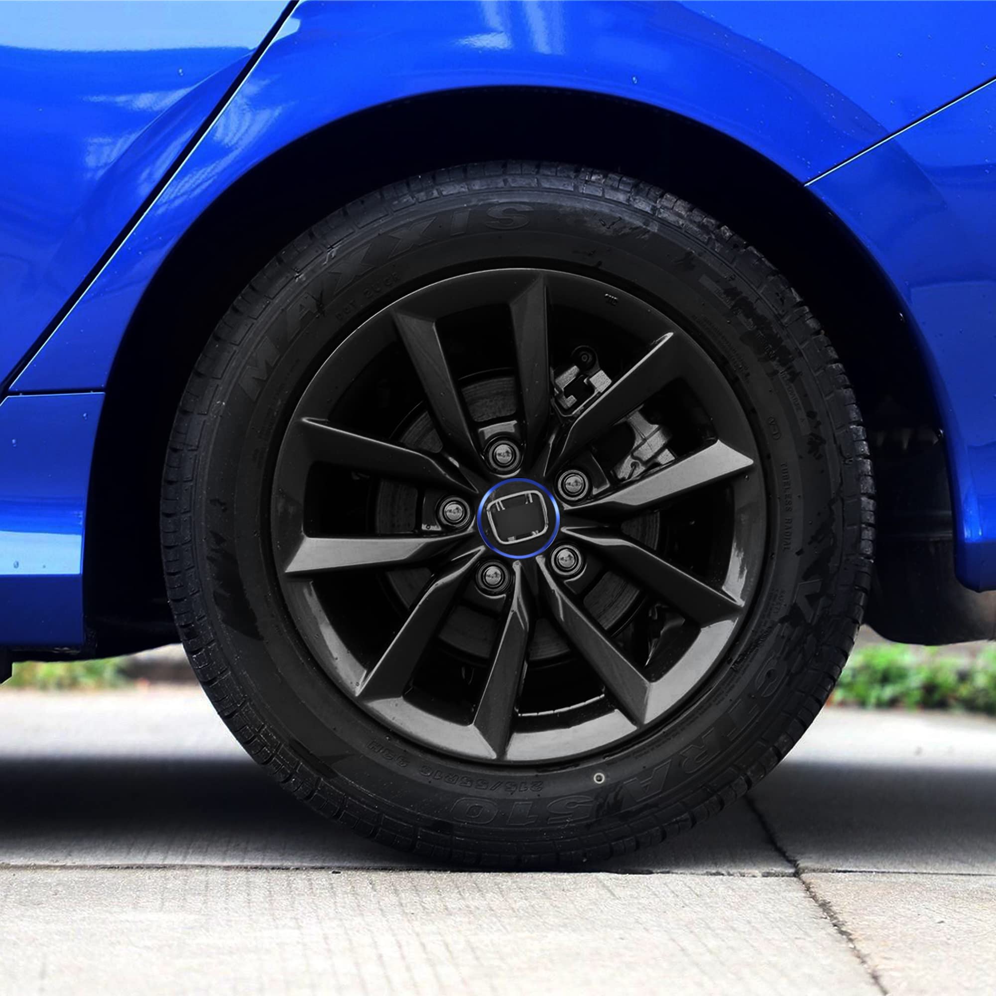 4pcs Aluminum Alloy Wheel Center Caps for Honda Accord Civic CRV CR-V 2016-2021 - Blue Hub Rings Cover Decoration Accessories | Durable & Stylish Upgrade for Car Wheels | Perfect for Daily Commute & Road Trips