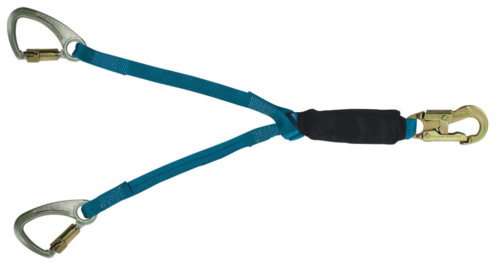 Tractel C126C Tracpac High-Abrasion Shock-Absorbing Lanyard - 6-Feet, Blue/Black, 3/4-Inch Self-Locking Snap Hook & 5/8-Inch 5000-Pounds All Direction - Ideal for Construction, Roofing & Fall Protection Safety Gear