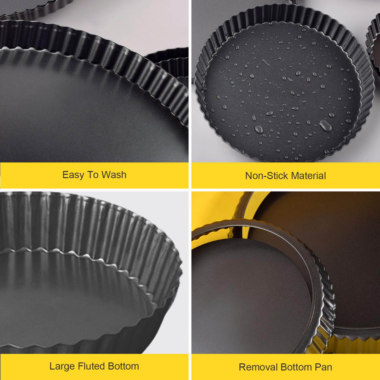 8 Inch Nonstick Tart Pan with Removable Base - Fluted Pie Dish for Baking Fruit Tarts, Quiche, Pizza & Cakes | Perfect for Home Bakers & Professional Chefs | Ideal for Parties, Holidays & Everyday Desserts
