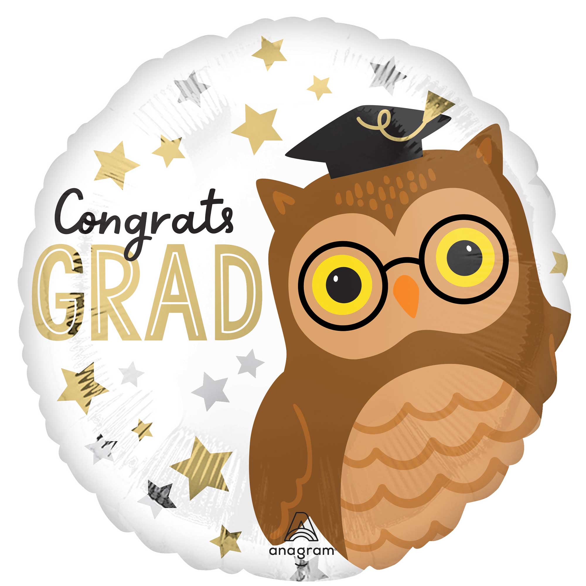 45cm Standard HX Congrats Grad Wise Owl Balloon - Perfect for Graduation Parties, School Celebrations & Decoration Gifts
