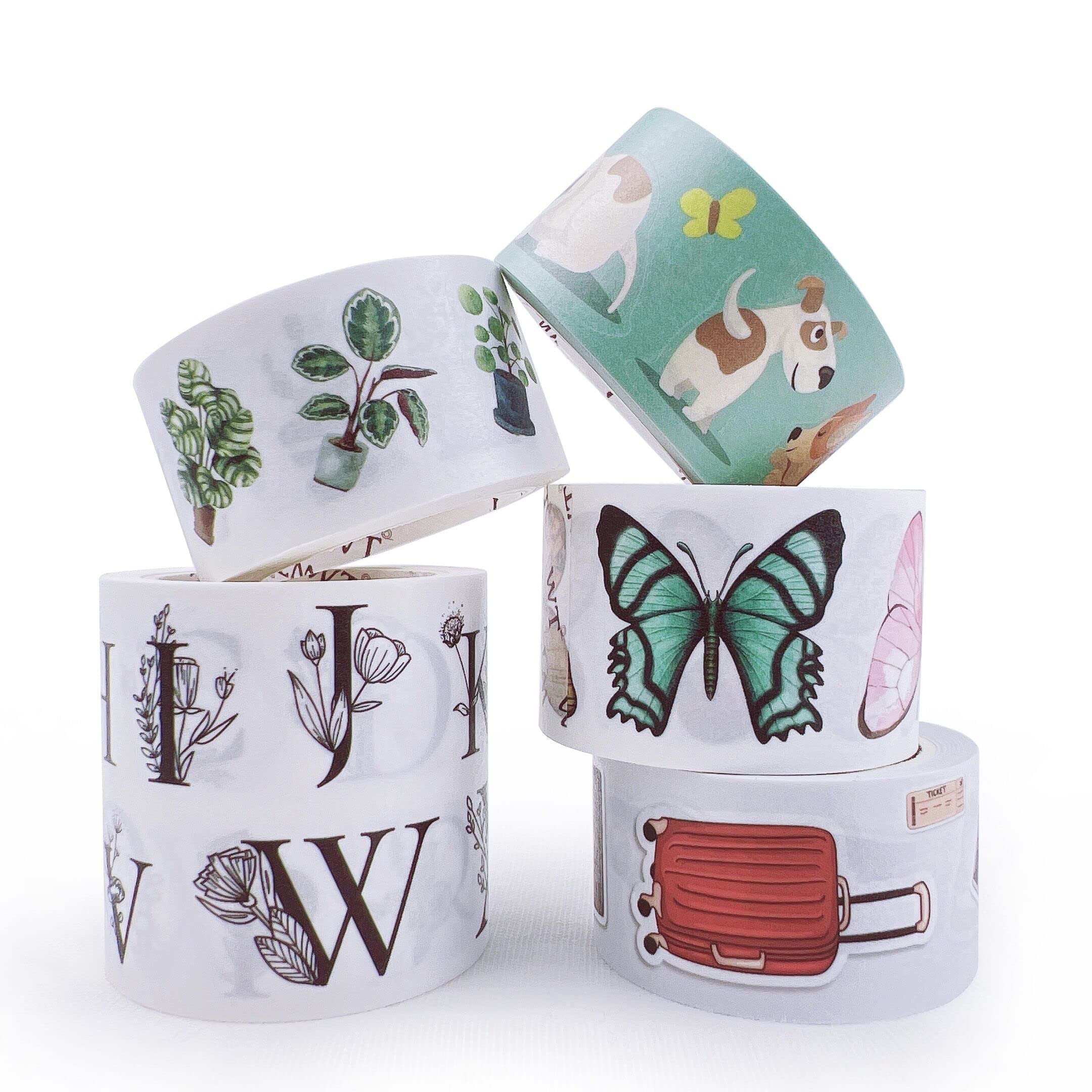 WT Butterfly Effect Washi Sticker Set - 6 Rolls of Original Pastel Decorative Stickers for Bullet Journal, Scrapbooking & DIY Crafts | Floral, Travel & Dof Designs for Planners, Journals & Paper Projects
