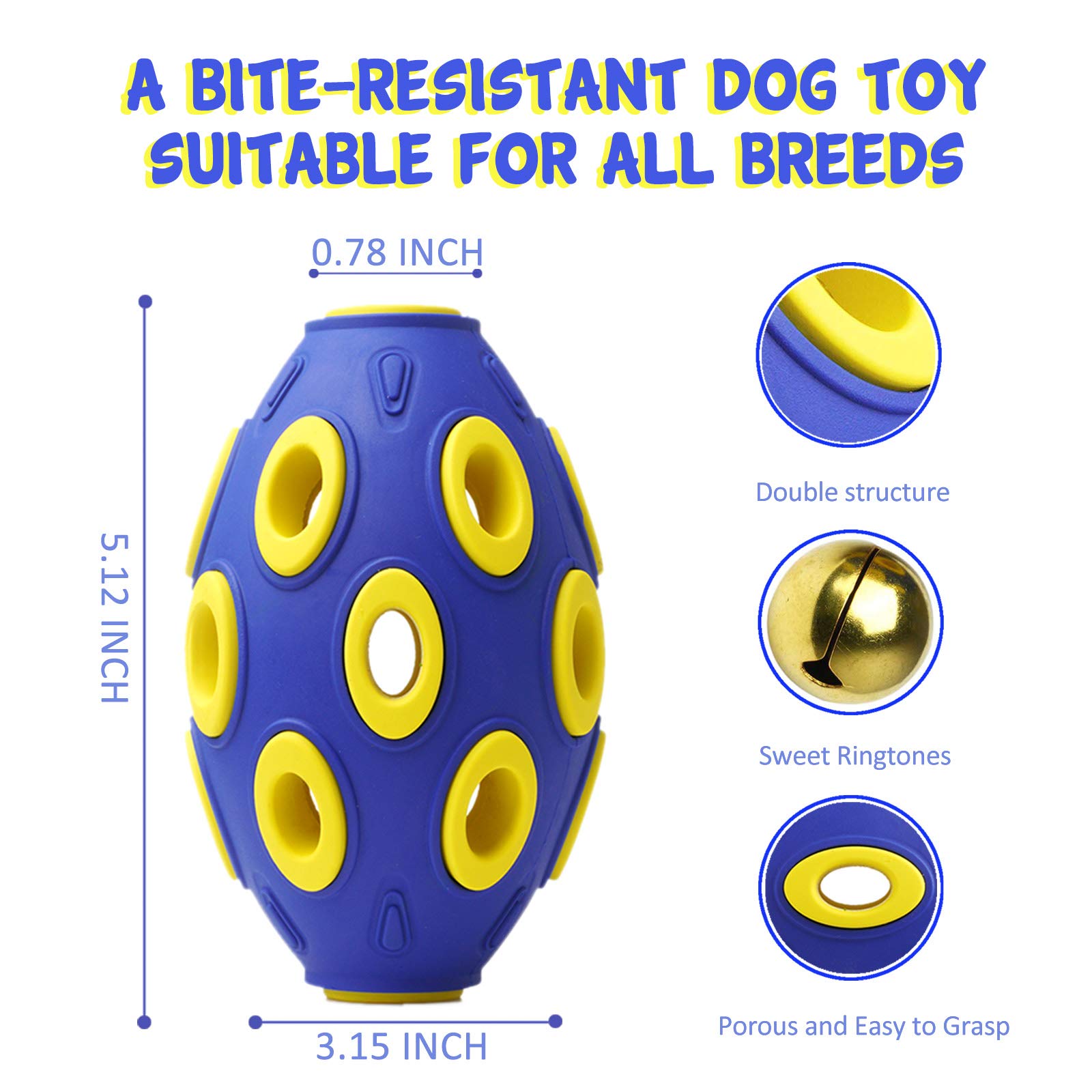 FONPOO Durable Treat Dispensing Dog Toys - Squeaky Chew Resistant Toys for Aggressive Chewers - Interactive Fetch Tennis Balls for Medium & Large Breed Dogs - Perfect for Training, Playtime & Mental Stimulation