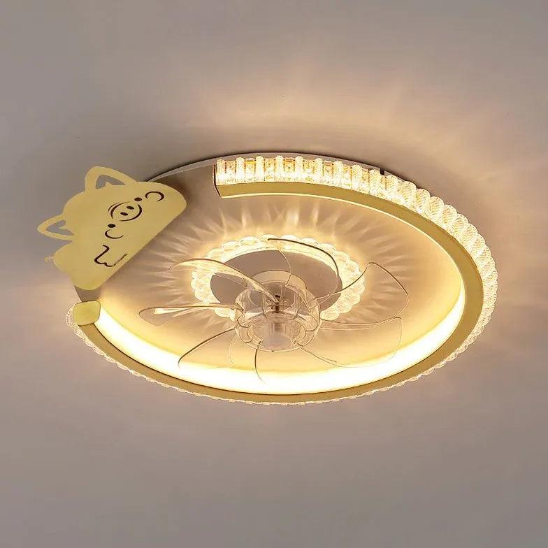 Modern Round Ceiling Fan with LED Light - Energy Efficient Quiet Bedroom Fan - Perfect for Bedroom, Living Room & Nursery Cooling & Lighting