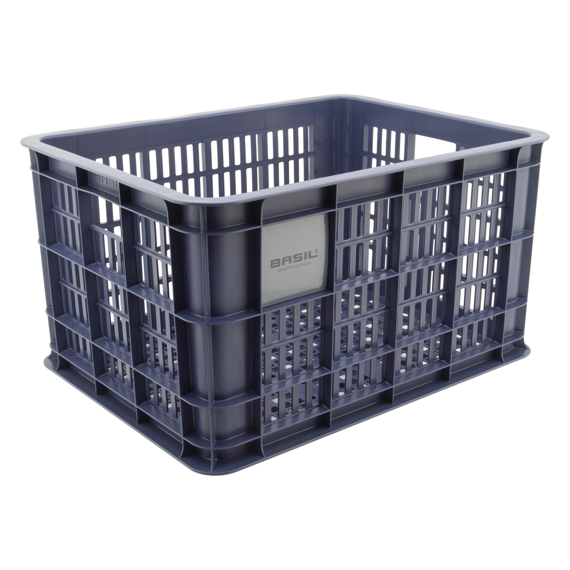 Basic Crate M Blue 29.5L - Recycled Plastic Storage Bin for Home & Office Organization | Durable Stackable Container for Closet, Garage, or Kids' Toys