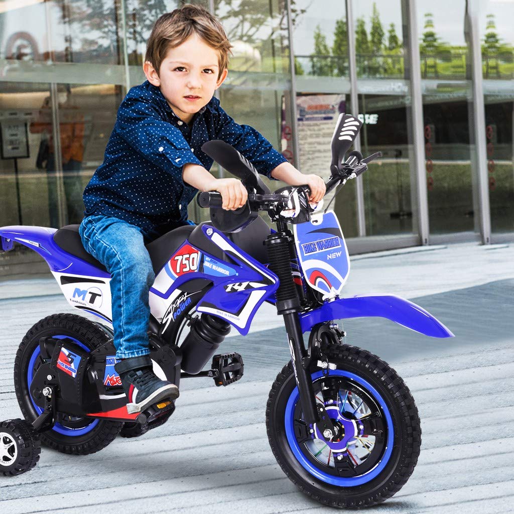12 Inch Kids Bike with Training Wheels & Dual Disc Brakes - Freestyle Bicycle for Toddlers Ages 2-8 (Blue) - Perfect for Backyard Riding, Neighborhood Adventures & Learning to Cycle