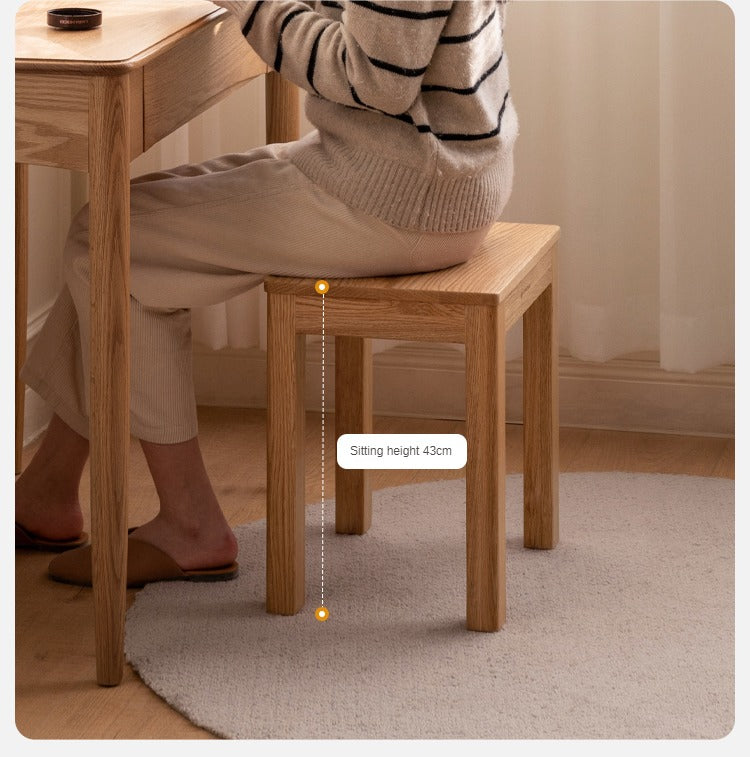 Solid Oak Wood Stool - Rustic Bar Stool, Kitchen Island Stool & Counter Height Stool for Home, Cafe and Restaurant Use