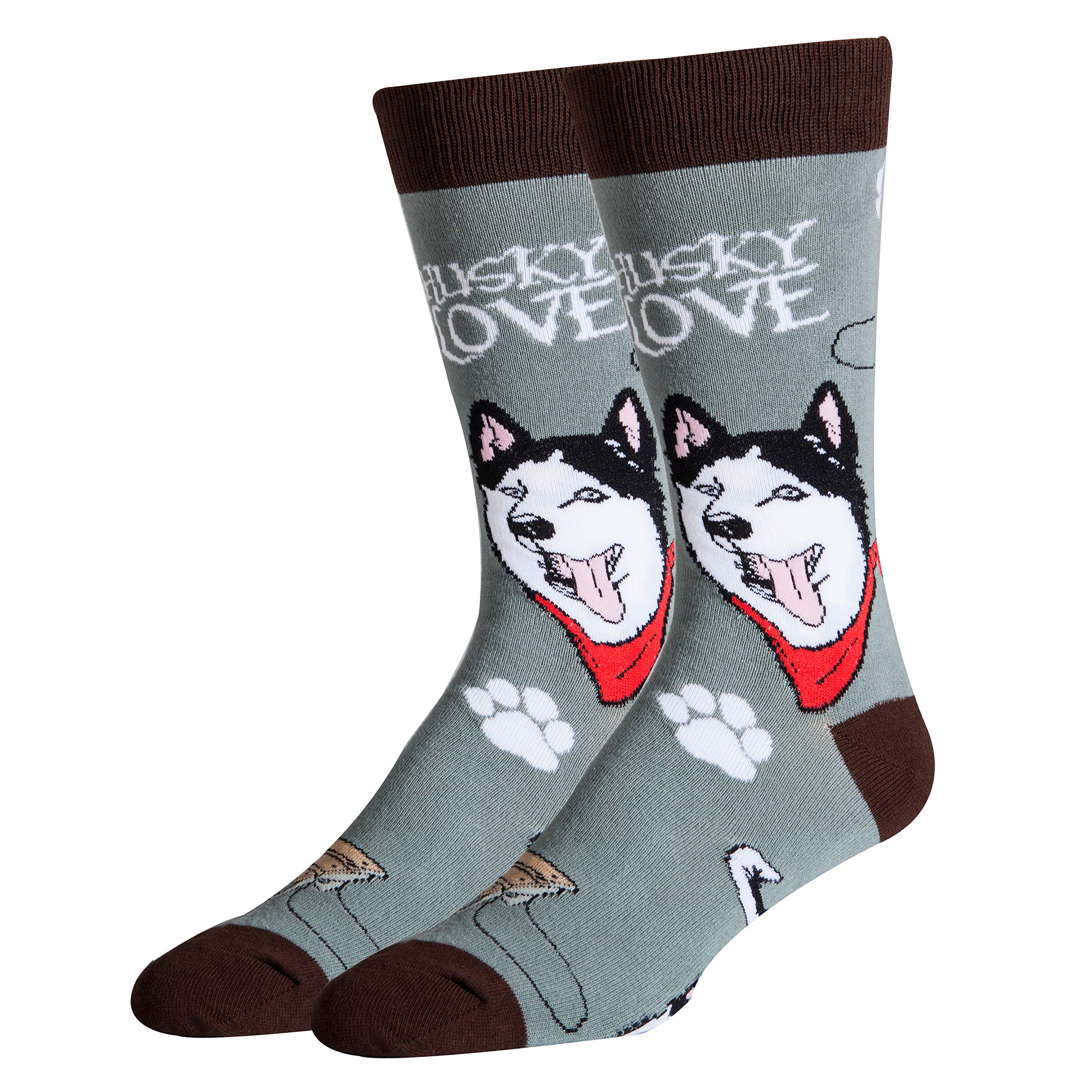 Funny Animal Crew Socks for Men - Dog Lover Novelty Dress Socks (Fits Shoe Size 8-13) - Perfect Gift for Dog Owners, Office Wear & Casual Outfits
