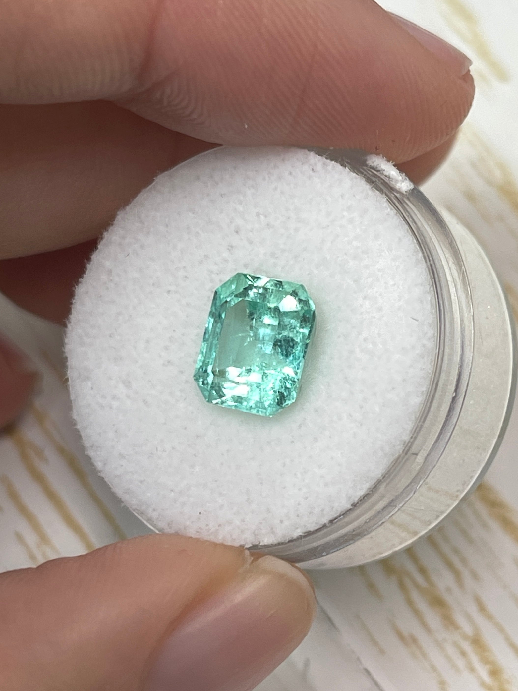 2.87 Carat 9x8mm Seafoam Green Natural Loose Colombian Emerald Gemstone - Emerald Cut for Jewelry Making, Engagement Rings & Luxury Gifts
